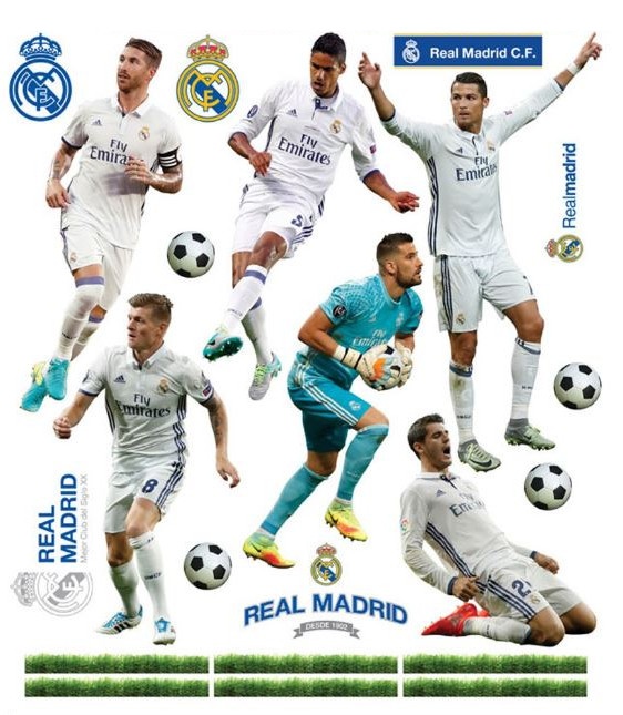 Real Madrid wandaufkleber 11 Spieler 2 Aufkleberbögen ...