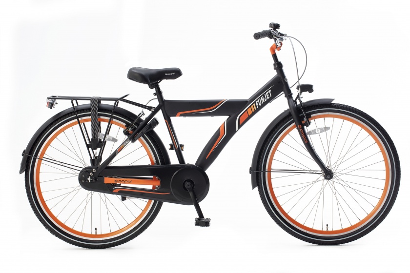 black and orange bike